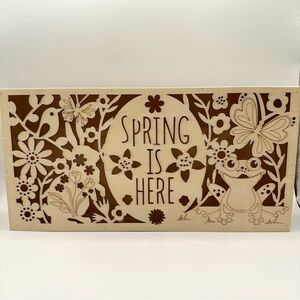 Spring Is Here Etched Wooden Light Up Sign